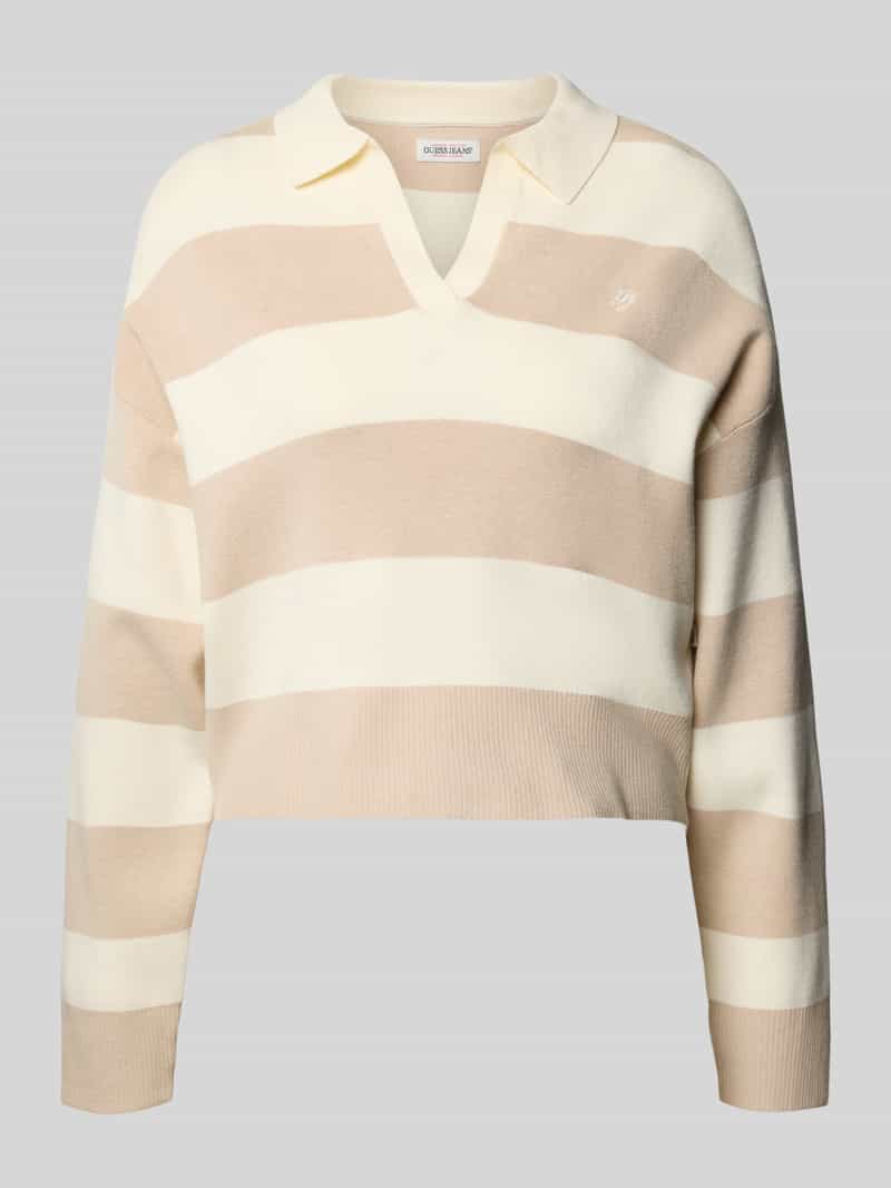 Sweter z dzianiny z kołnierzykiem polo