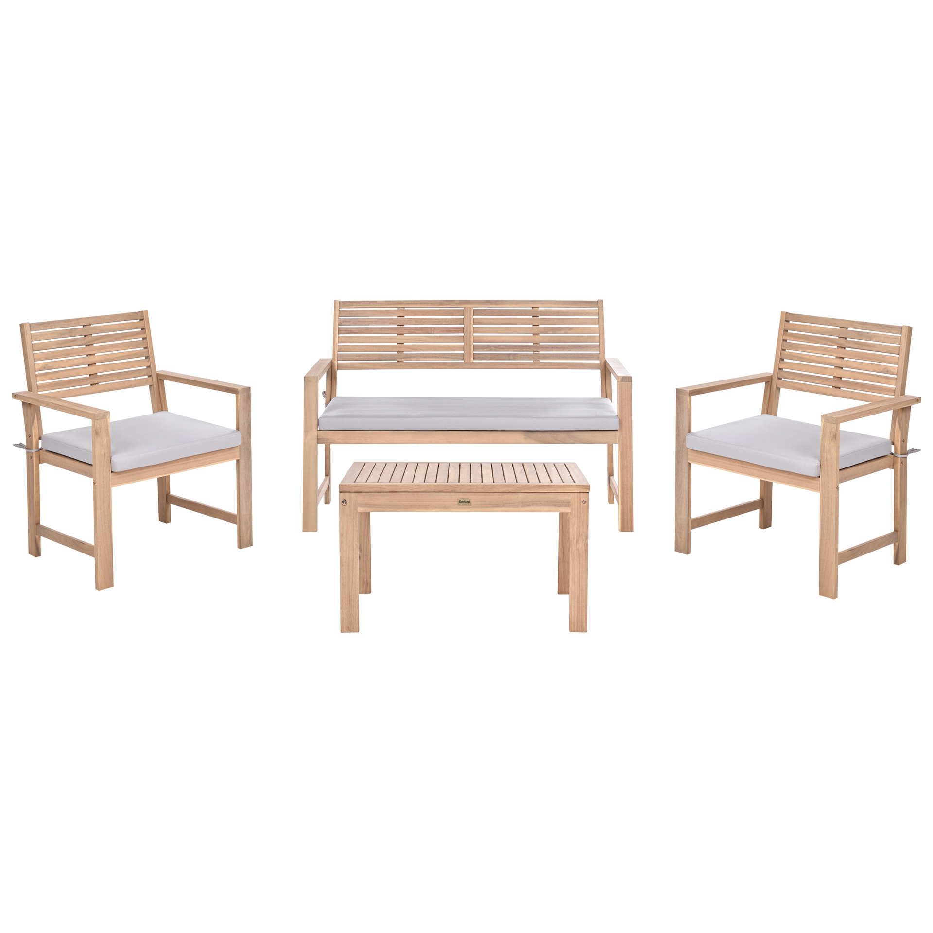 Zestaw ogrodowy ze stolikiem dla 4 osób FIAMES Certyfikowane drewno akacjowe Szary