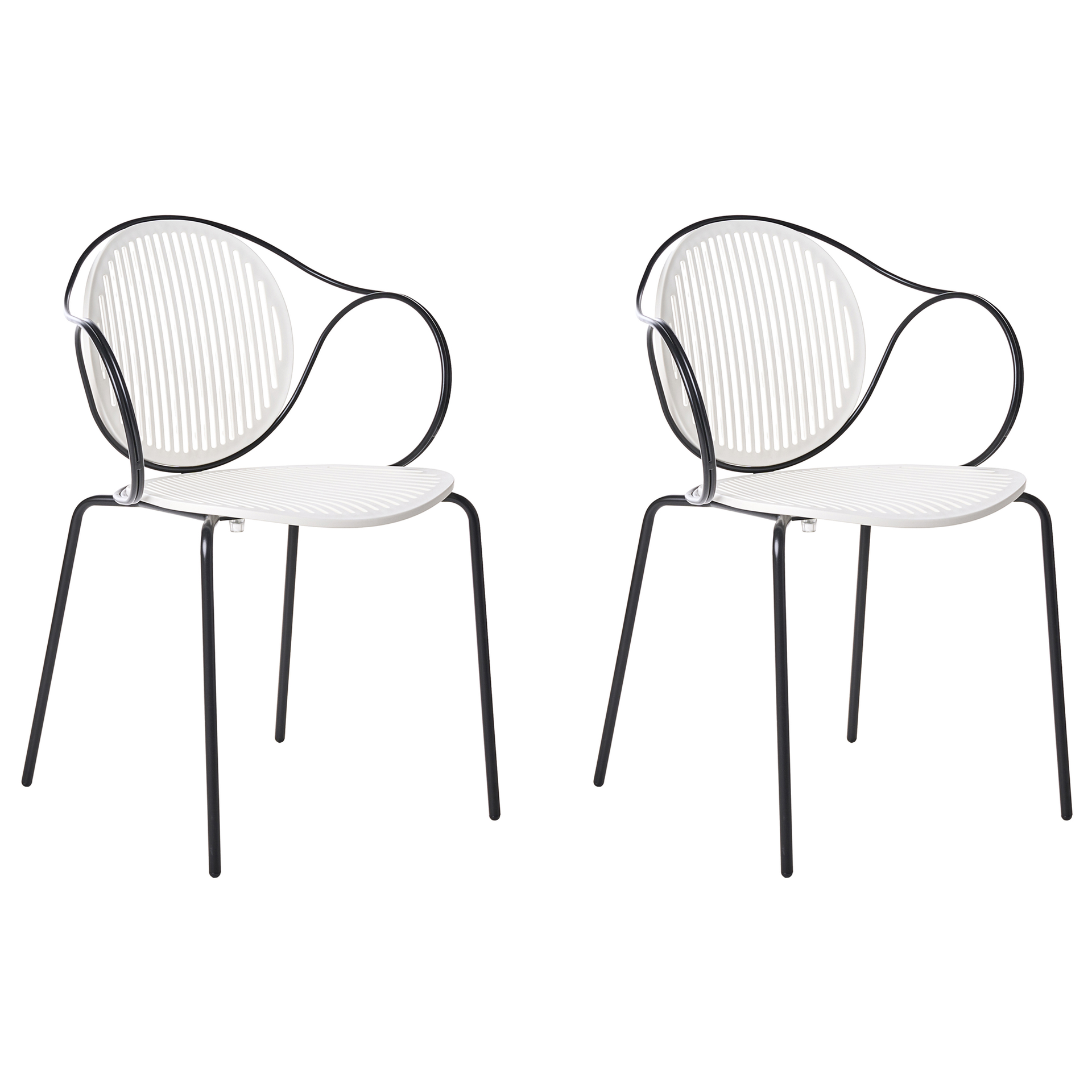 BELIANI Zestaw 2 krzeseł ogrodowych IKARIA Metal Złamana biel