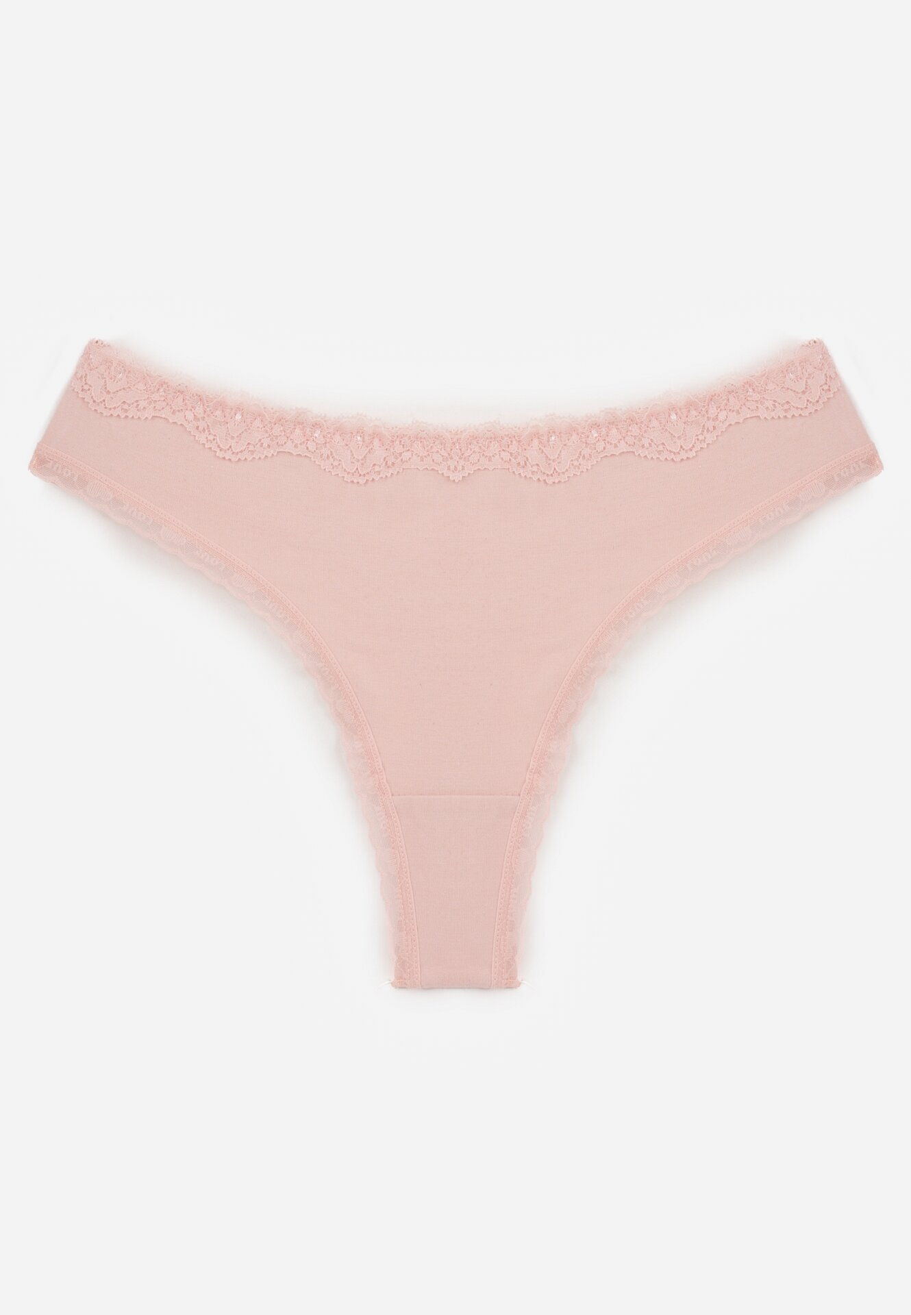 Różowe Majtki z Bawełną Typu Stringi Ozdobione Koronką Cirilise