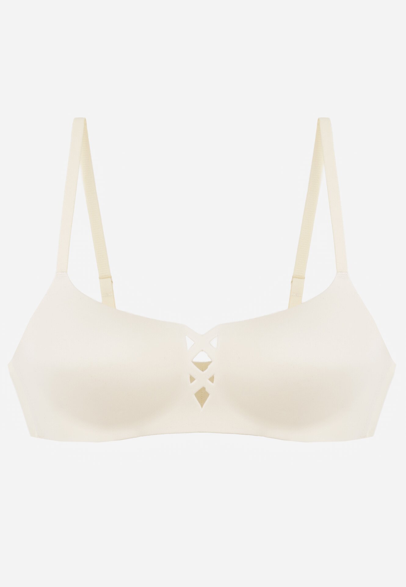 Jasnobeżowy Gładki Biustonosz z Ozdobną Imitacją Sznurowania Azivene