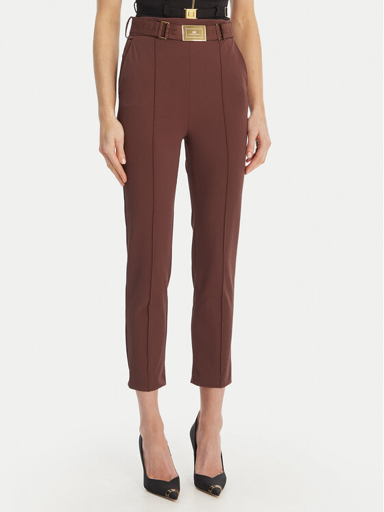 Elisabetta Franchi Spodnie materiałowe PA-132-61E2-V350 Brązowy Regular Fit