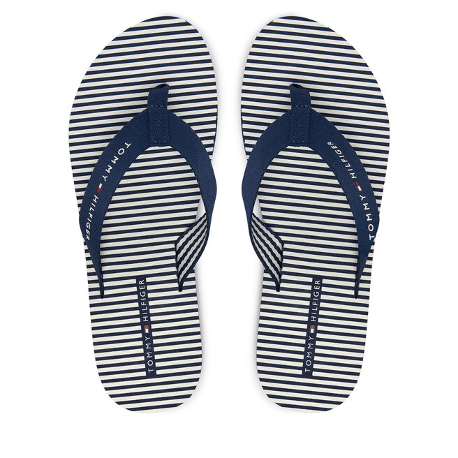 Japonki Tommy Hilfiger Th Ithaca Stripe Summer Sandal FW0FW09192 Granatowy