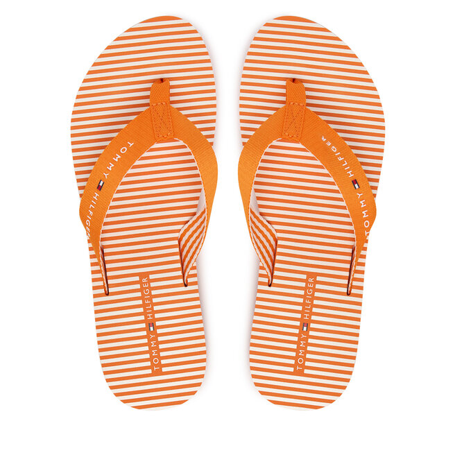 Japonki Tommy Hilfiger Th Ithaca Stripe Summer Sandal FW0FW09192 Pomarańczowy