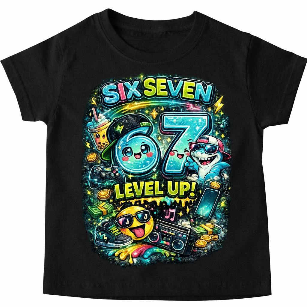 Koszulka z modnym motywem six seven