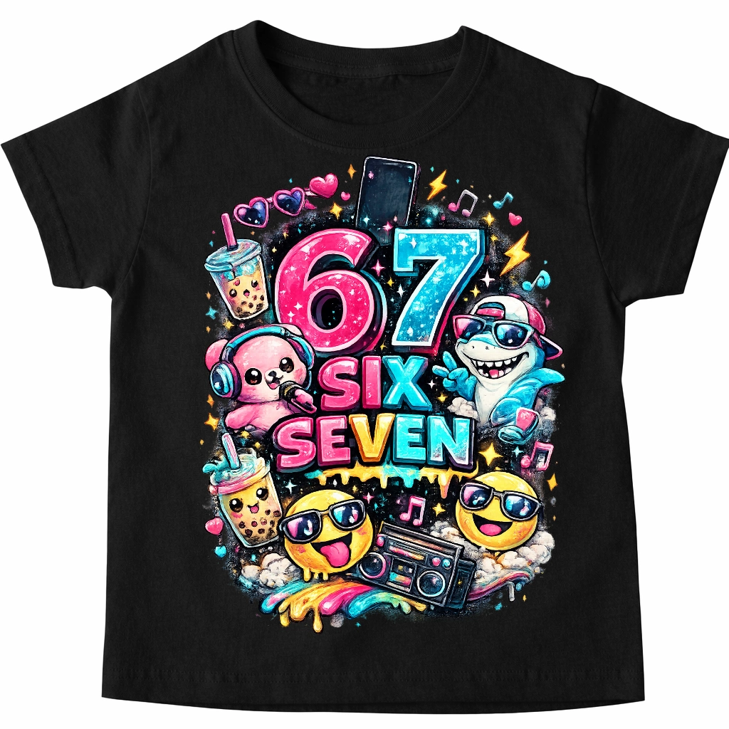 Koszulka dla dziecka z modnym motywem SIX SEVEN