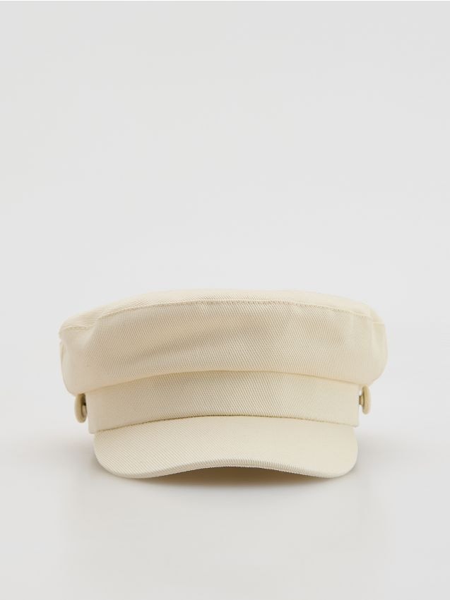 Reserved - Bawełniany kaszkiet - kremowy