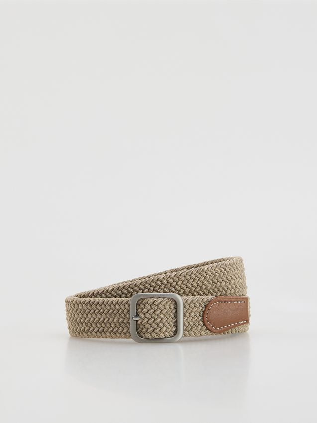 Reserved - Pleciony pasek - beżowy