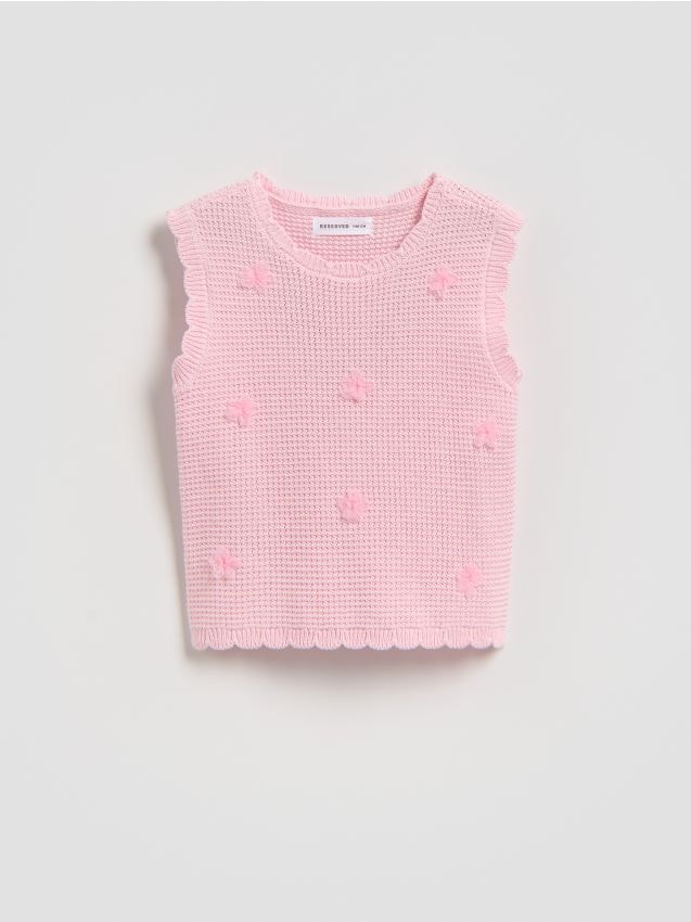 Reserved - Dzianinowa kamizelka - pastelowy róż