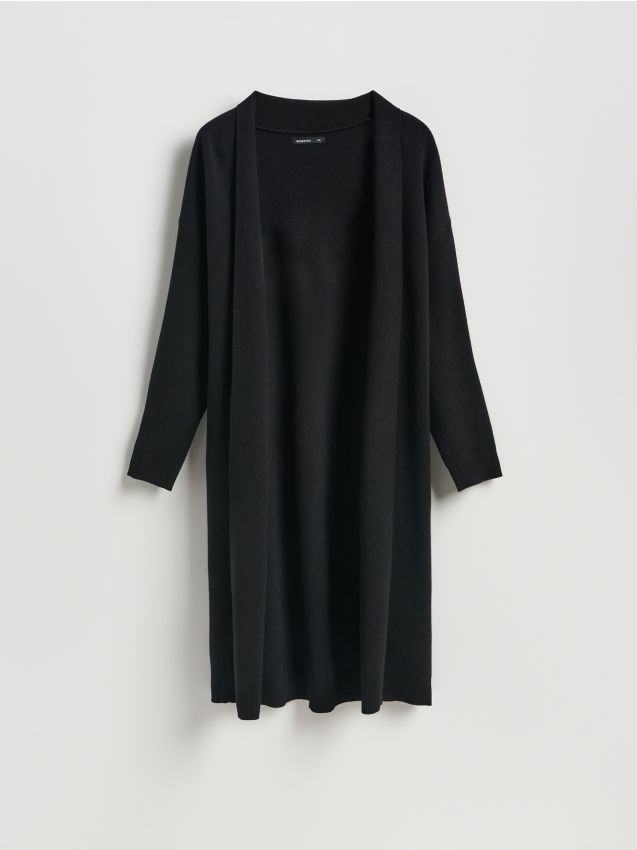 Reserved - Długi kardigan z wiskozą - czarny