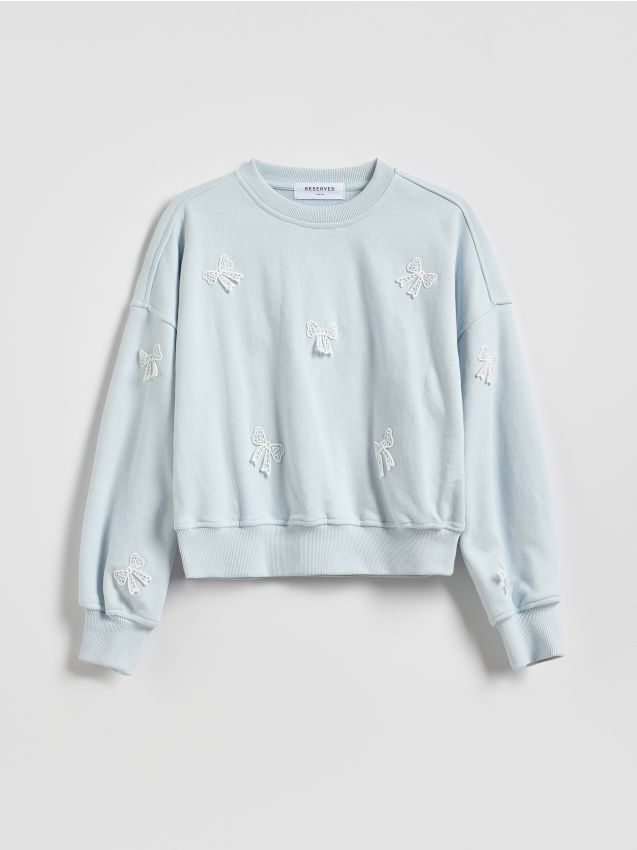 Reserved - Luźna bluza z kokardkami - jasnoniebieski
