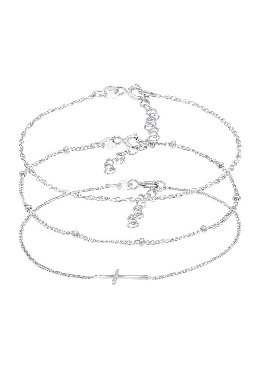 Elli Damski zestaw 3 częściowy skręcona kulka krzyż ze srebra próby 925 Sterling Silver Bransoletki 1 ct