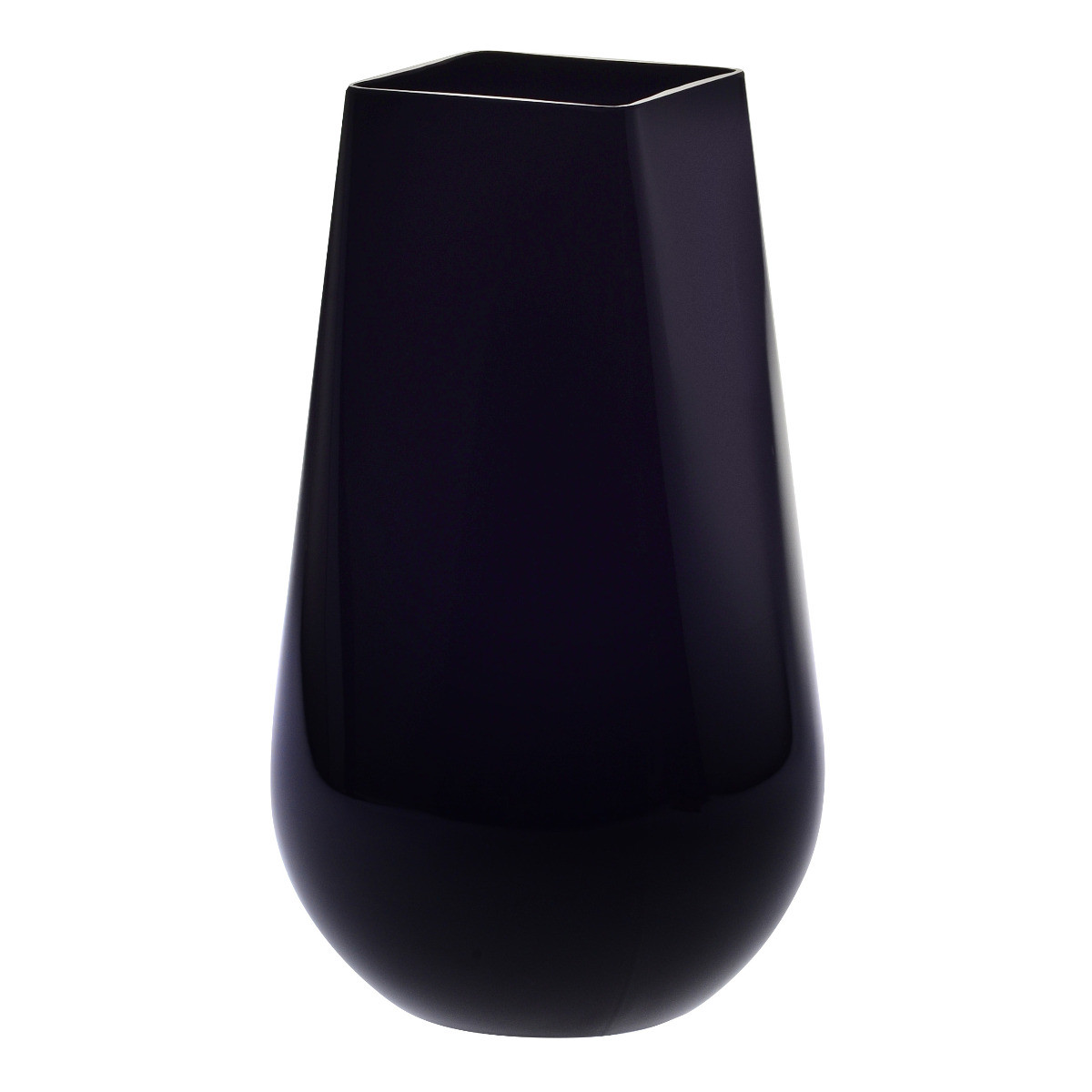 Masywny wysoki wazon z kwadratowym brzegiem ryflowany 30 cm czarny