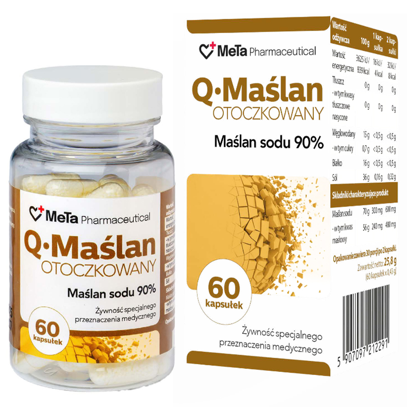 Q-Maślan Otoczkowany, maślan sodu 90%, 60 kapsułek