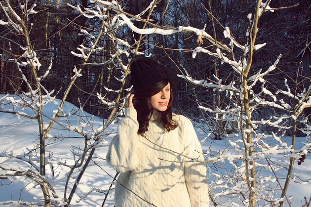 Czarna czapka chunky beanie z wełną