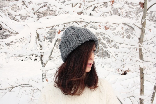 Szara czapka beanie wełna peruwiańska alpaka