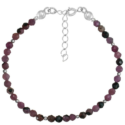 Bransoletka srebrna z kamieni naturalnych rubiny 3 mm