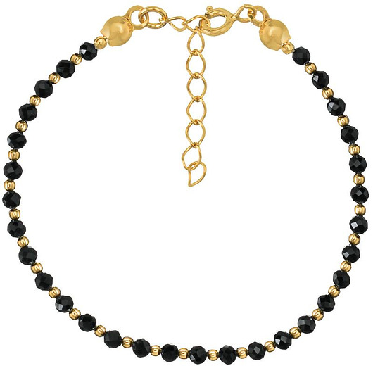 Bransoletka srebrna pozłacana z kamieni naturalnych spinel czarny