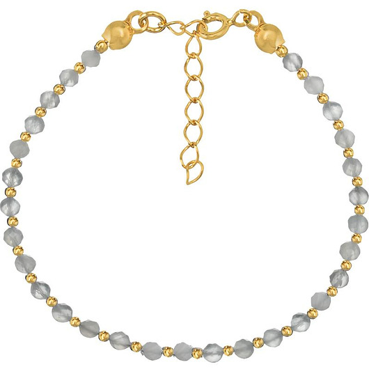 Bransoletka srebrna pozłacana z kamieni naturalnych kamień księżycowy 3 mm