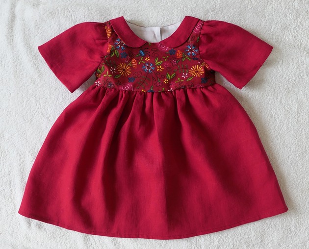 Sukienka Lniana Vintage Czerwona