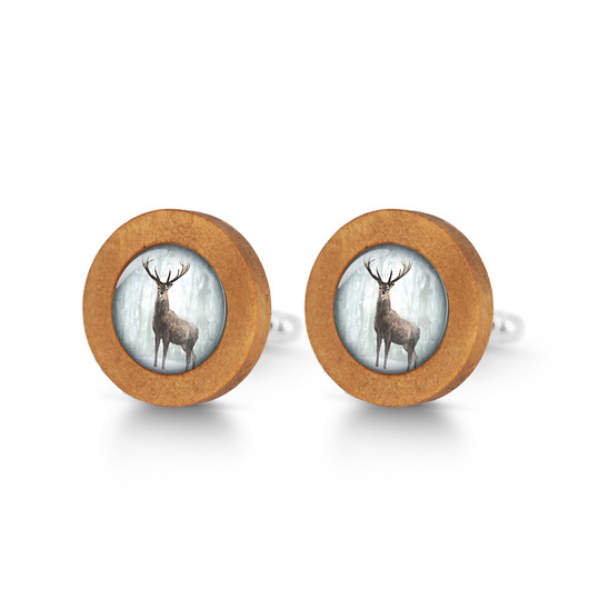 Jeleń 3 - drewniane spinki do mankietów