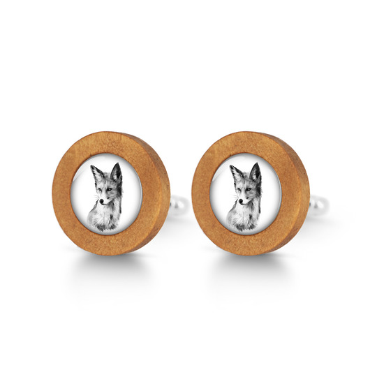 Lis - drewniane spinki do mankietów