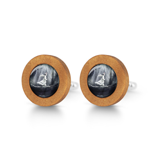 Magiczny las - drewniane spinki do mankietów