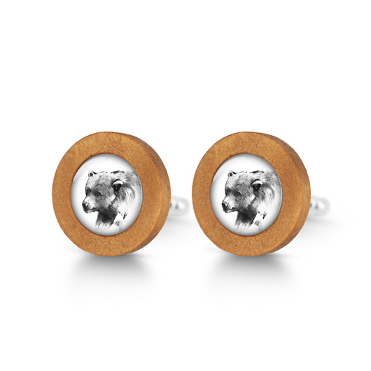 Niedźwiedź - drewniane spinki do mankietów