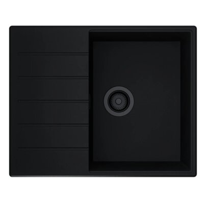 GLOBALO Design Virella 45.1 Czarny mat 50x62 Zlewozmywak jednokomorowy z ociekaczem 