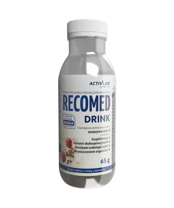RecoMed Drink, malina - biała czekolada, butelka, 65 g