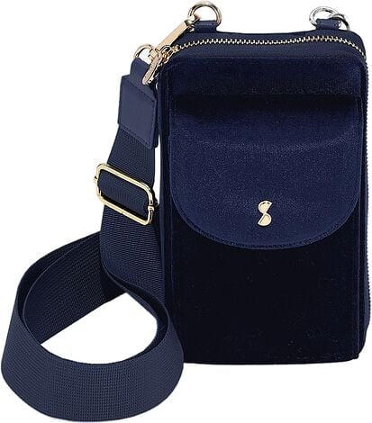 Torba na ramię Stackers Velvet mini granatowa