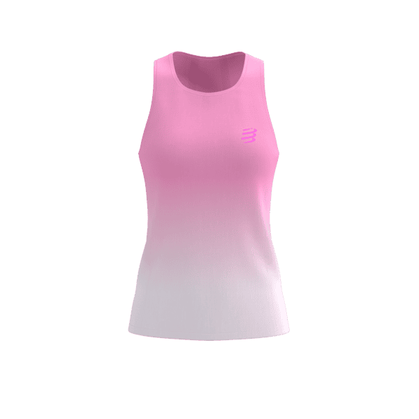 COMPRESSPORT Koszulka biegowa damska PERFORMANCE SINGLET begonia/white