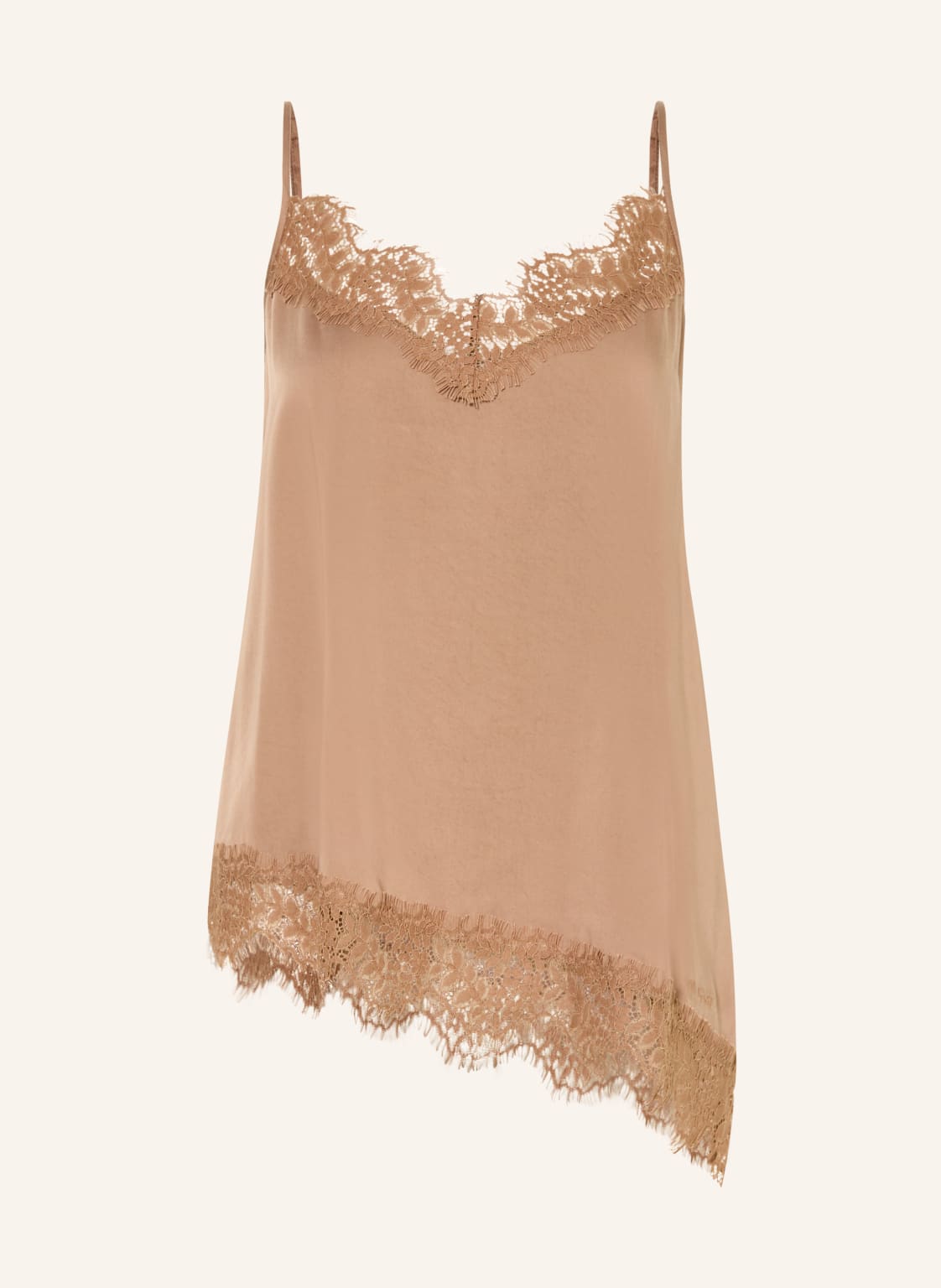 Oh April Satynowy Top Tami Z Koronką braun