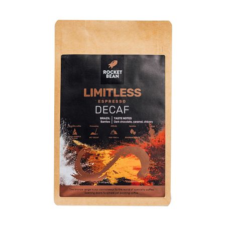 Rocket Bean Kawa ziarnista bezkofeinowa Brazylia Limitless Decaf Espresso 200 g - kawa