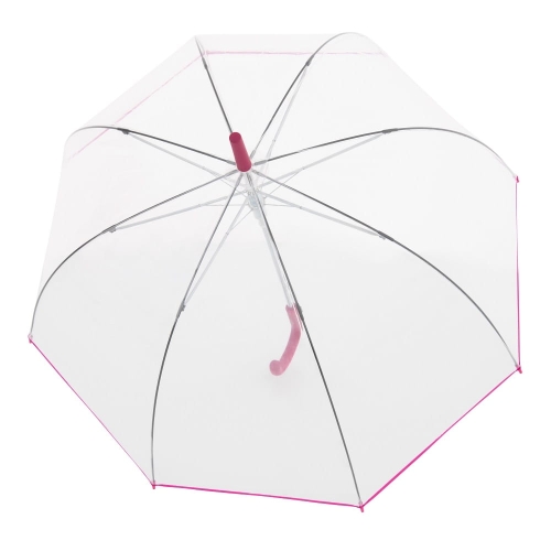 Parasol damski Doppler Fiber Nizza Transparent półautomatyczny długi różowa lamówka