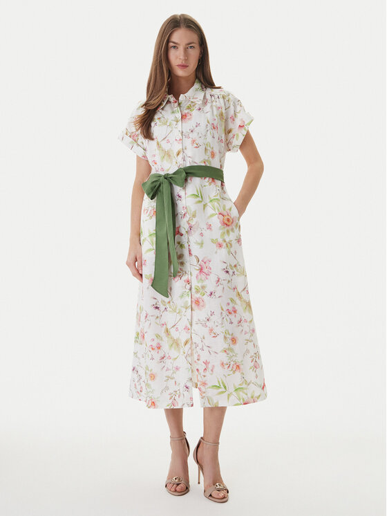 Luisa Spagnoli Sukienka koszulowa Pilea 543227 Écru Regular Fit