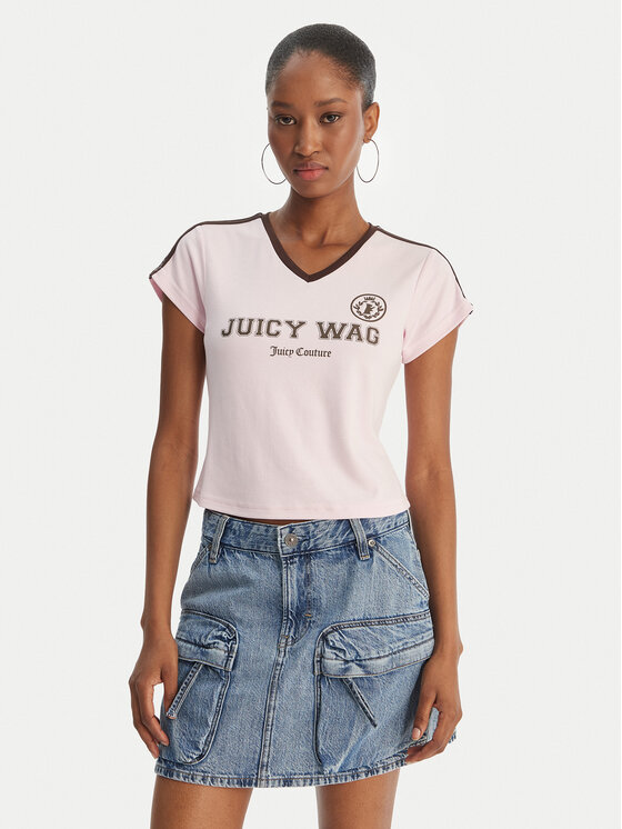 Juicy Couture T-Shirt Juicy Wag JCWCT126319 Różowy Slim Fit