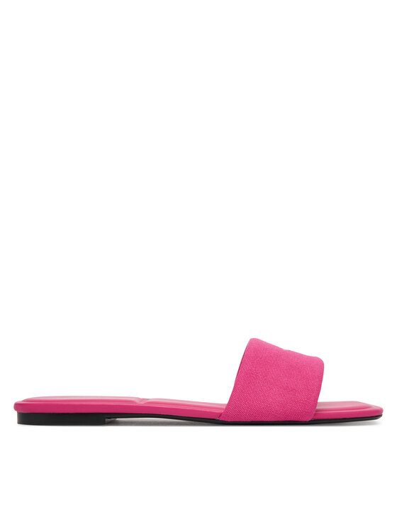 Calvin Klein Klapki Square Flat Sndl Canvas Hw HW0HW03129 Różowy
