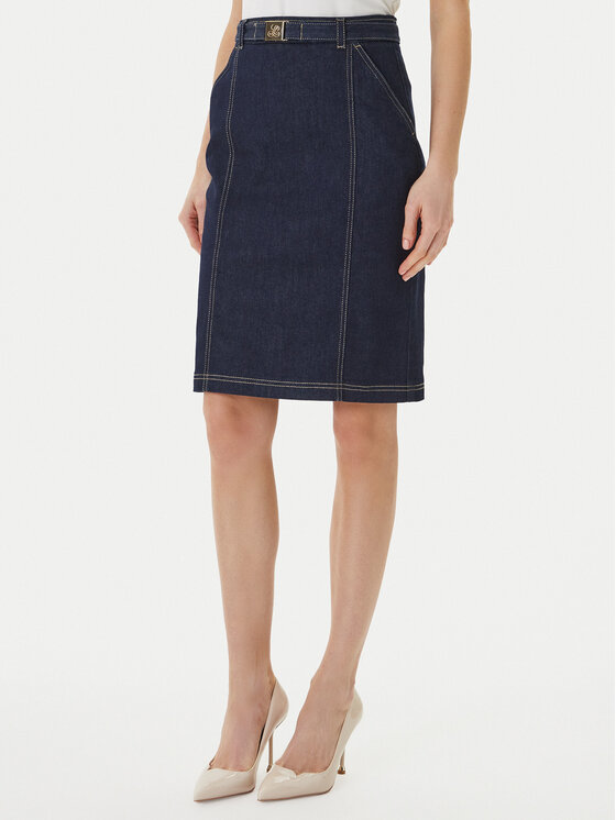 Luisa Spagnoli Spódnica jeansowa Tennista 542818 Granatowy Slim Fit