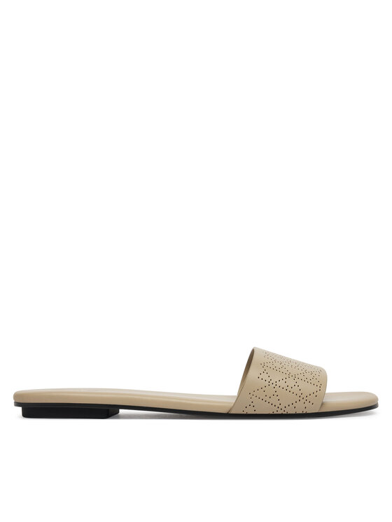 Calvin Klein Klapki Org Flat Sndl One Bar Lth Aop HW0HW02857 Beżowy