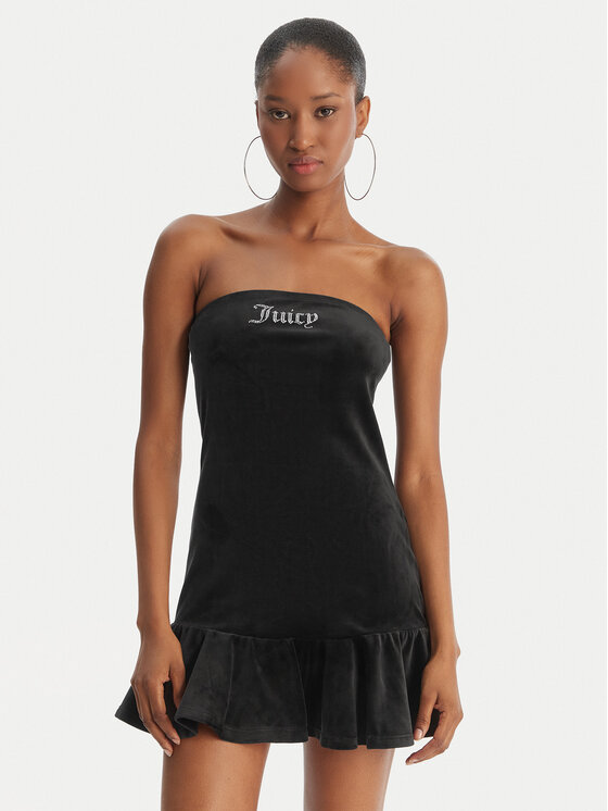 Juicy Couture Sukienka codzienna Ruffle JCWED126311 Czarny Slim Fit