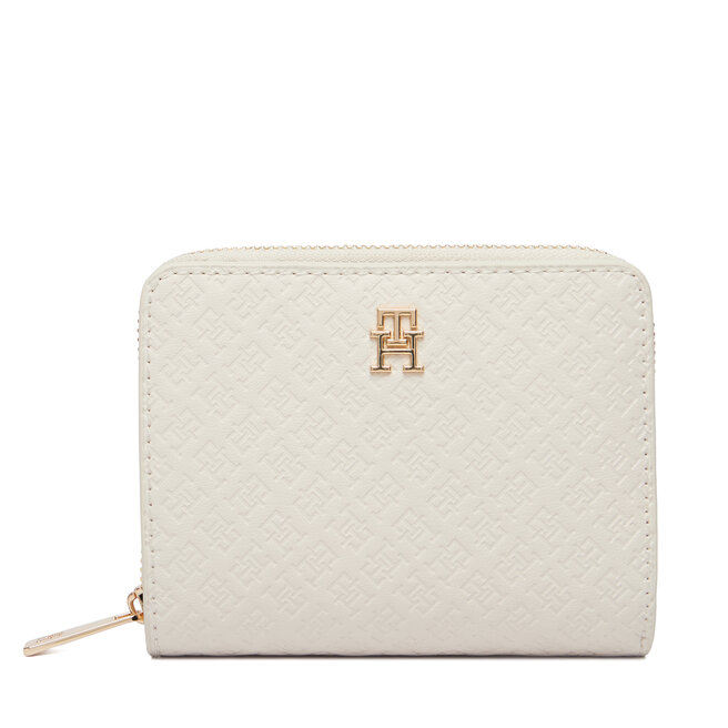 Portfel Tommy Hilfiger Th Icon Med Za W/Flap Mono AW0AW18474 Beżowy