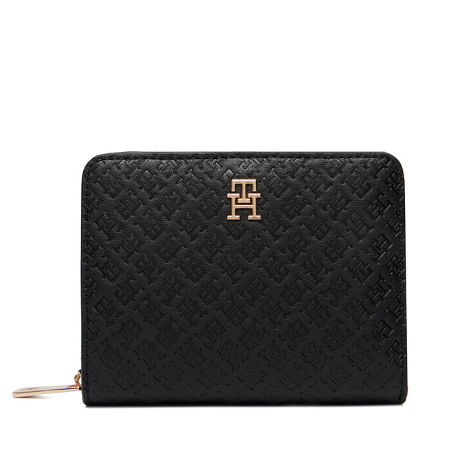 Portfel Tommy Hilfiger Th Icon Med Za W/Flap Mono AW0AW18474 Czarny