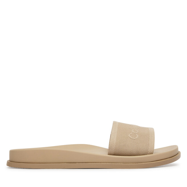 Klapki Calvin Klein City Sandal Mule Webbing HW0HW02887 Beżowy