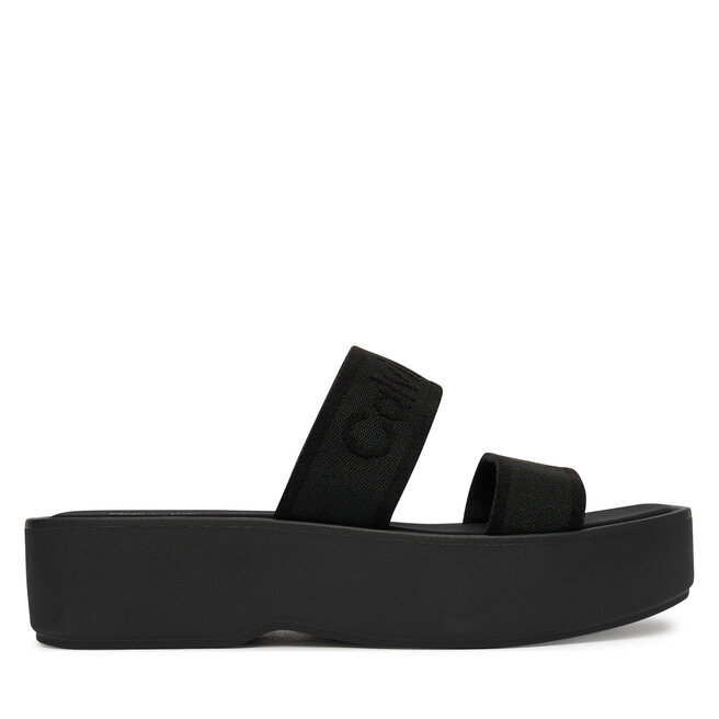 Klapki Calvin Klein Flatform Sndl Webbing HW0HW02878 Czarny