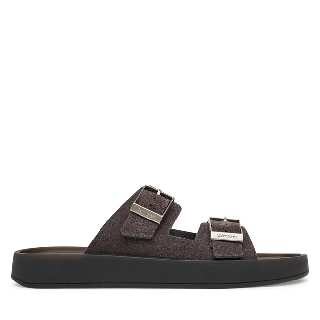 Klapki Calvin Klein Ergon Double Bar Sandal Su HM0HM02094 Brązowy