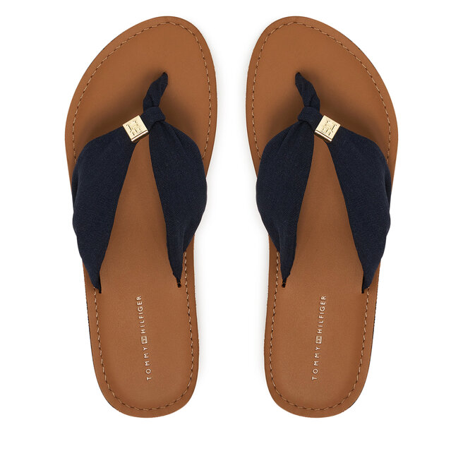 Japonki Tommy Hilfiger Th Ltr Footbed Summer Sandal FW0FW09194 Granatowy