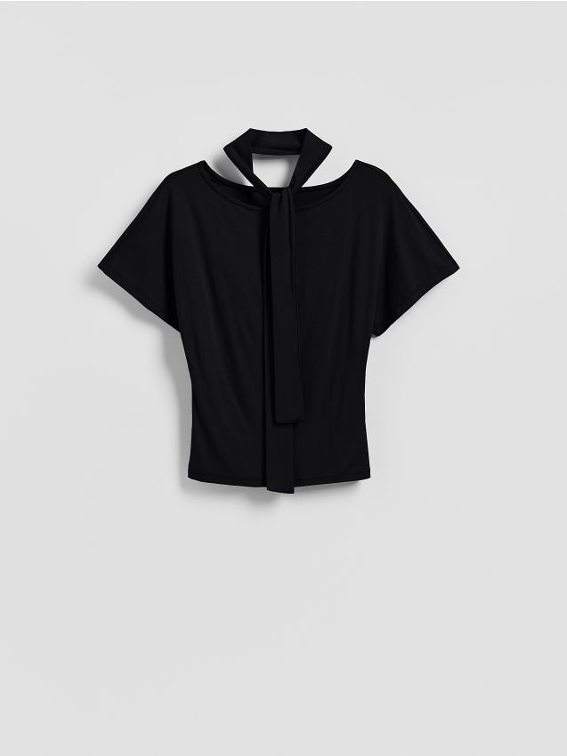 Reserved - Bluzka z szalem - czarny