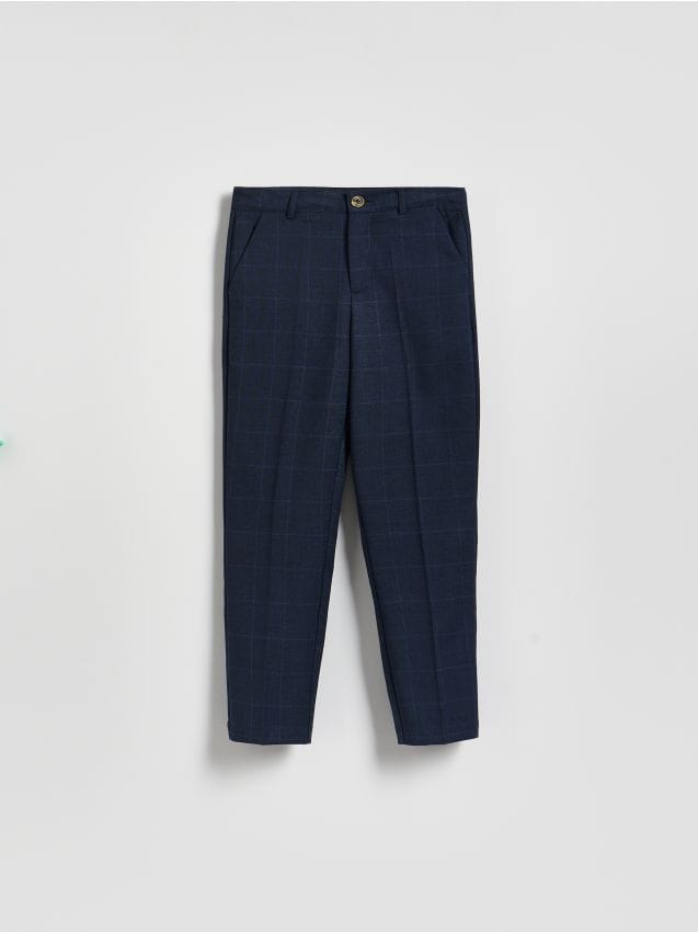 Reserved - Eleganckie spodnie w kratę - granatowy