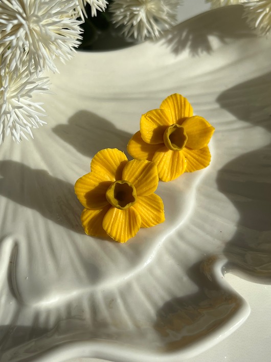 Kolczyki narcyz handmade Polska polimerowa glina